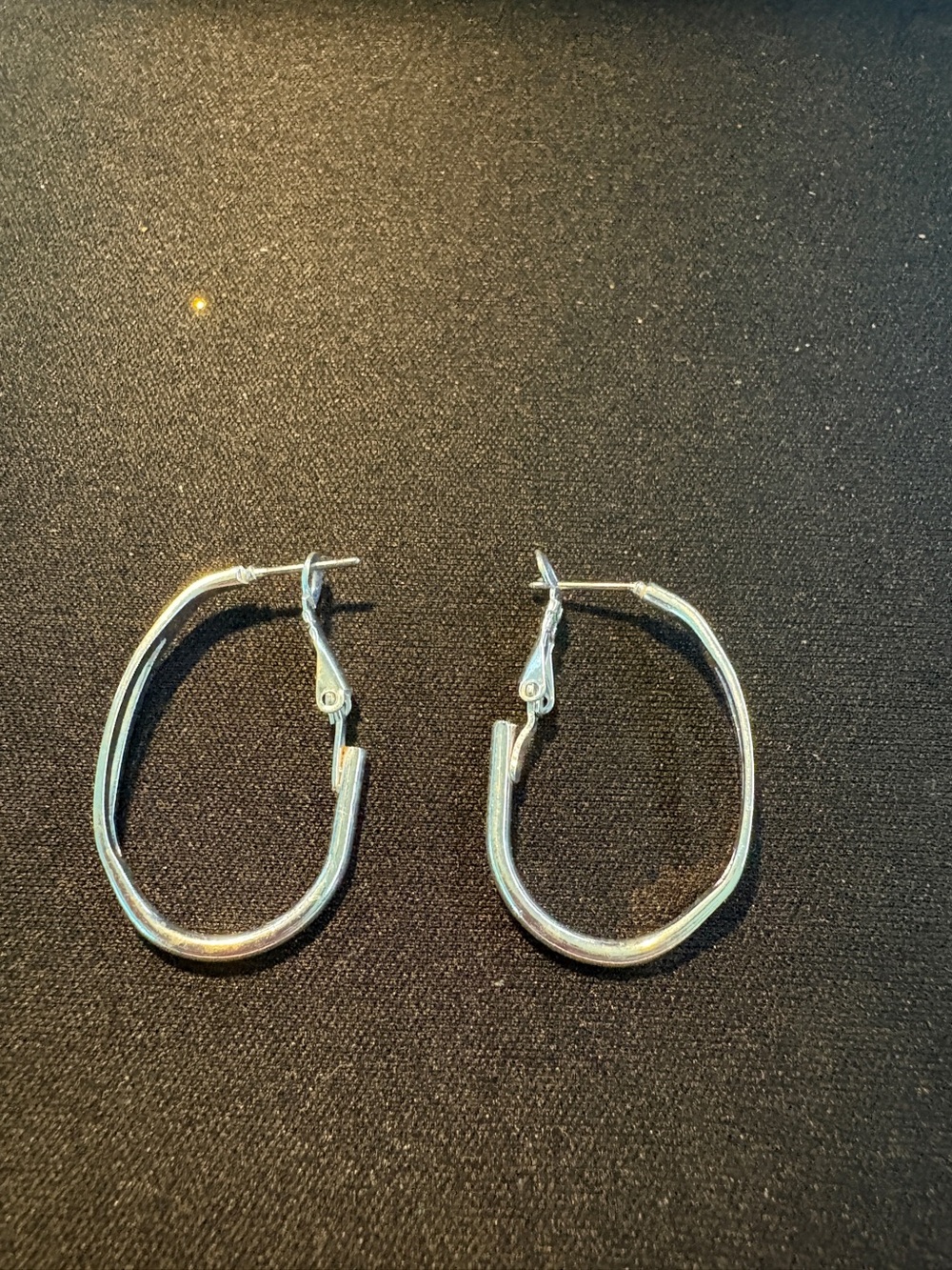 Silver Tone Oval Hoop Earrings - Women's Jewelry